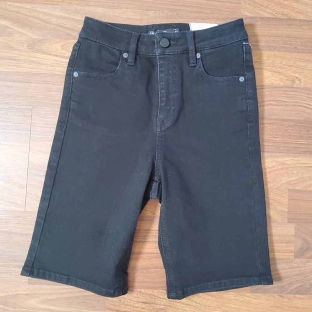 Volcom Bermuda High Rise Liberator Denim Jean Shorts 24 Black New